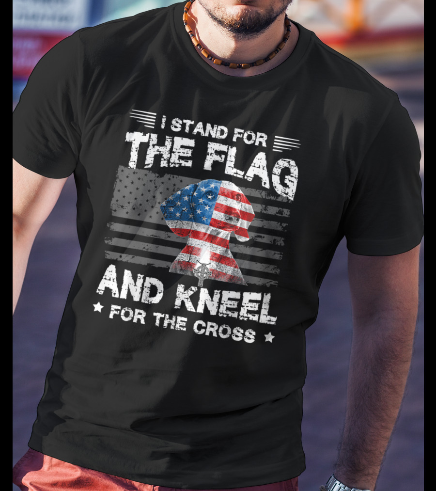 I Stand For The Flag And Kneel For The Cross Dachshunds Dog T-Shirt