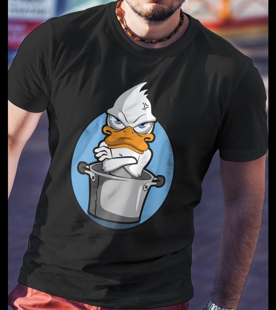 Grumpy Duck In Cooking Pot Angry Expression T-Shirt