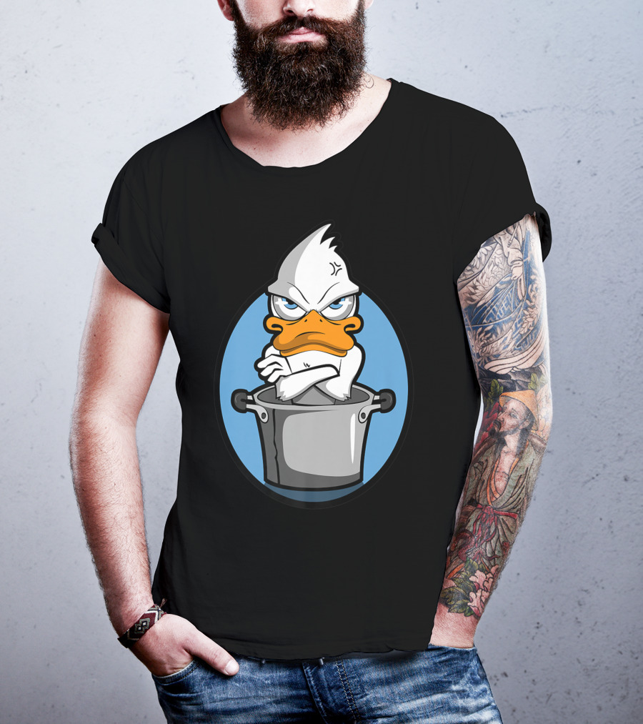 Grumpy Duck In Cooking Pot Angry Expression T-Shirt