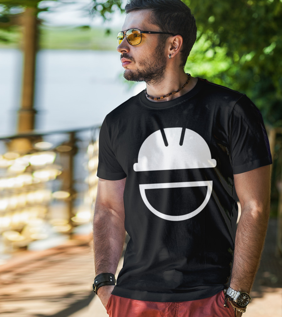 Engineering Hard Hat Smile Icon White Helmet T-Shirt