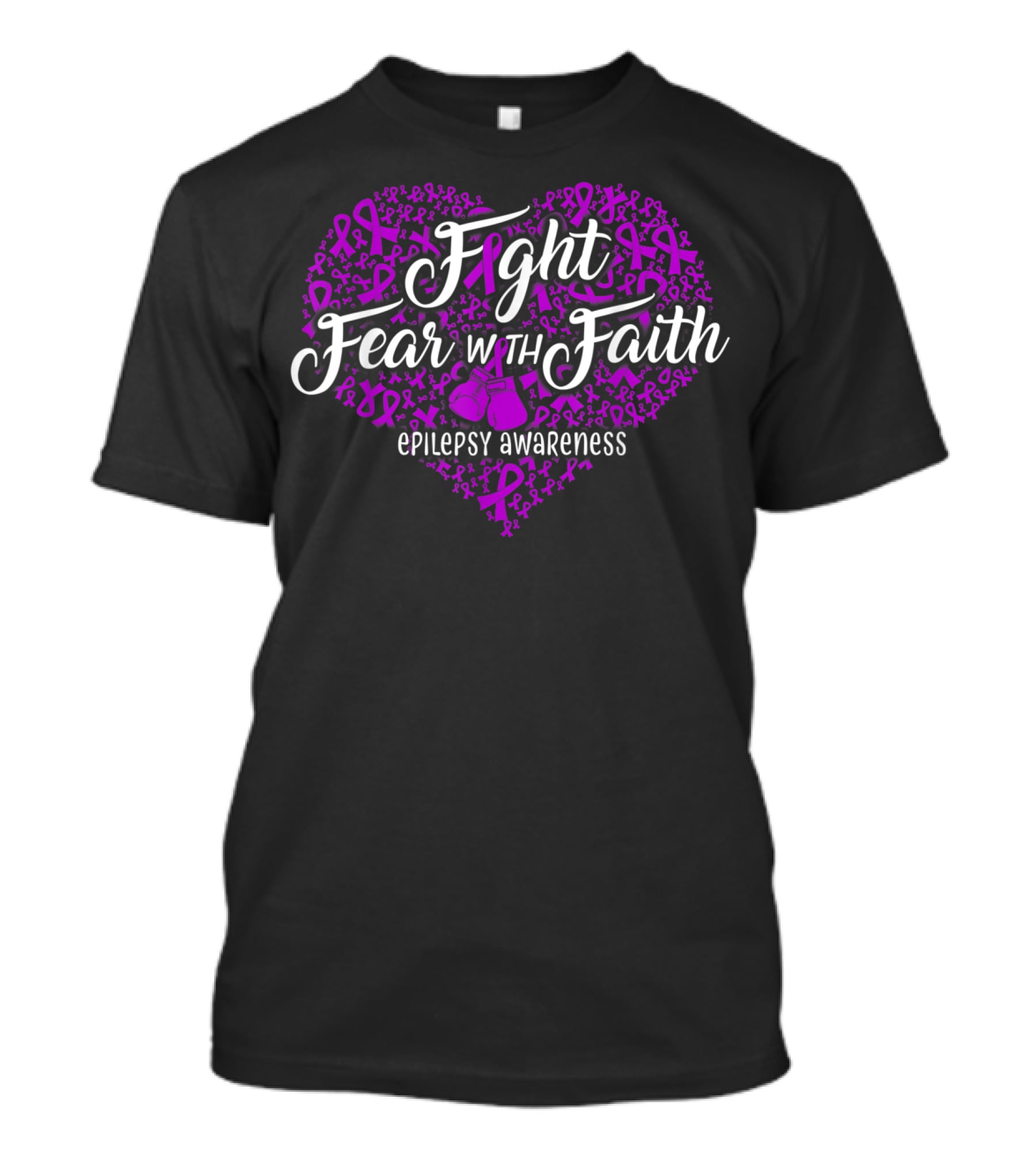 Fight Fear With Faith Epilepsy Awareness Heart T-Shirt