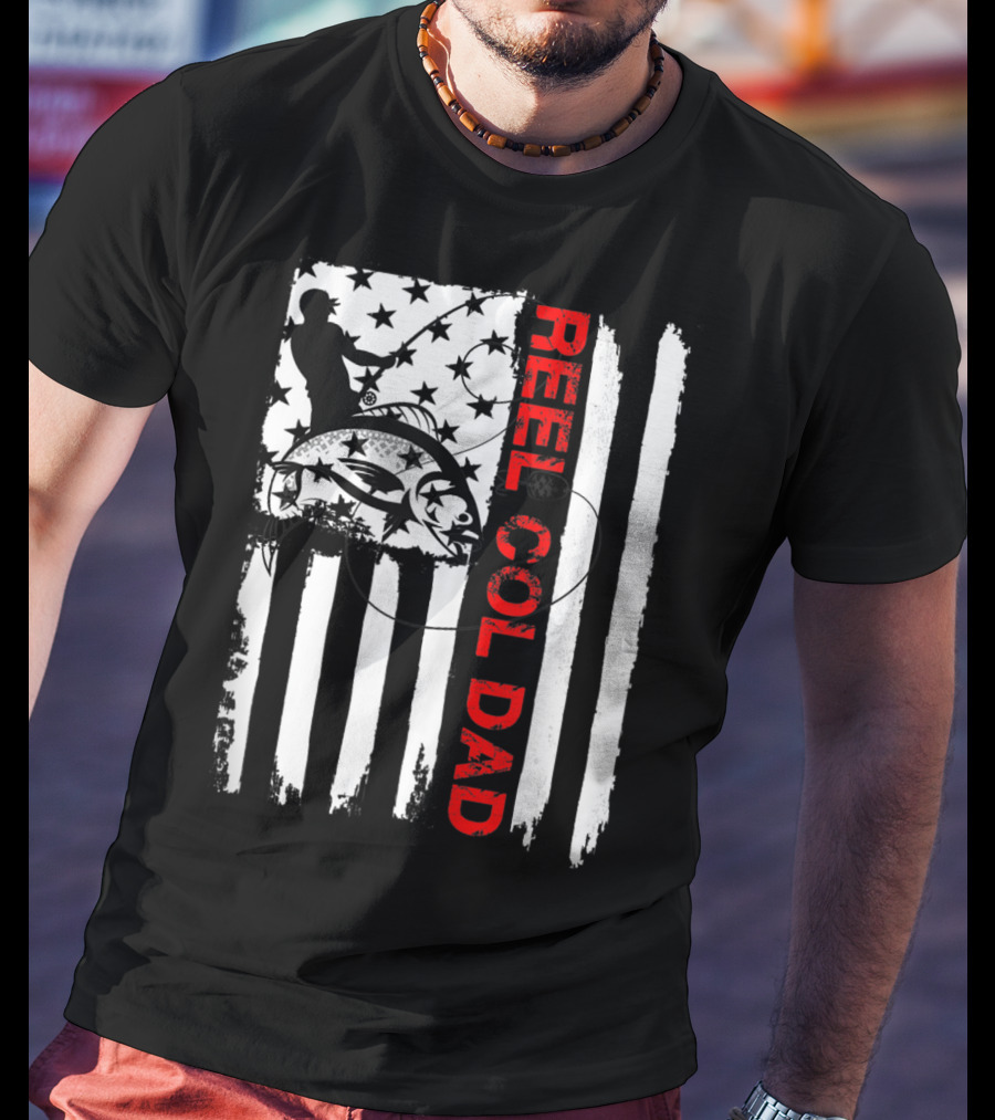 Fishing American Flag Reel Cool Dad T-Shirt