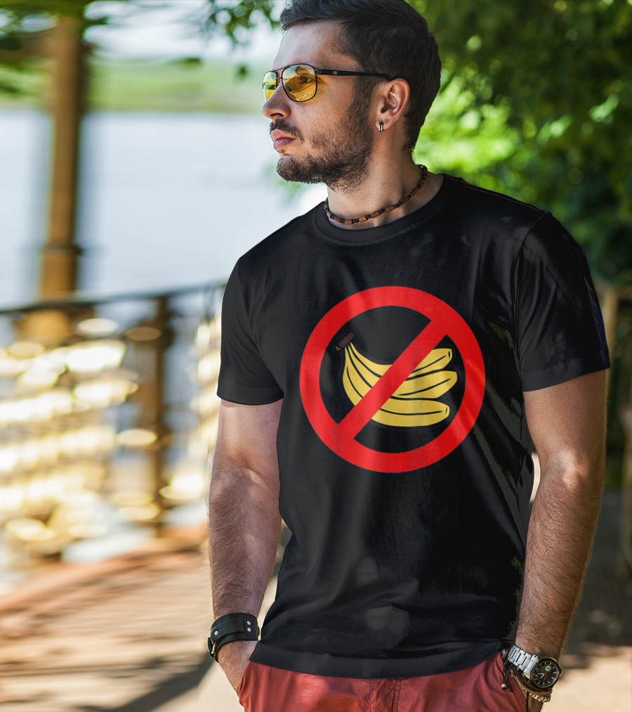 No Bananas Allowed Warning Sign Funny Banana Hater Boat T-Shirt