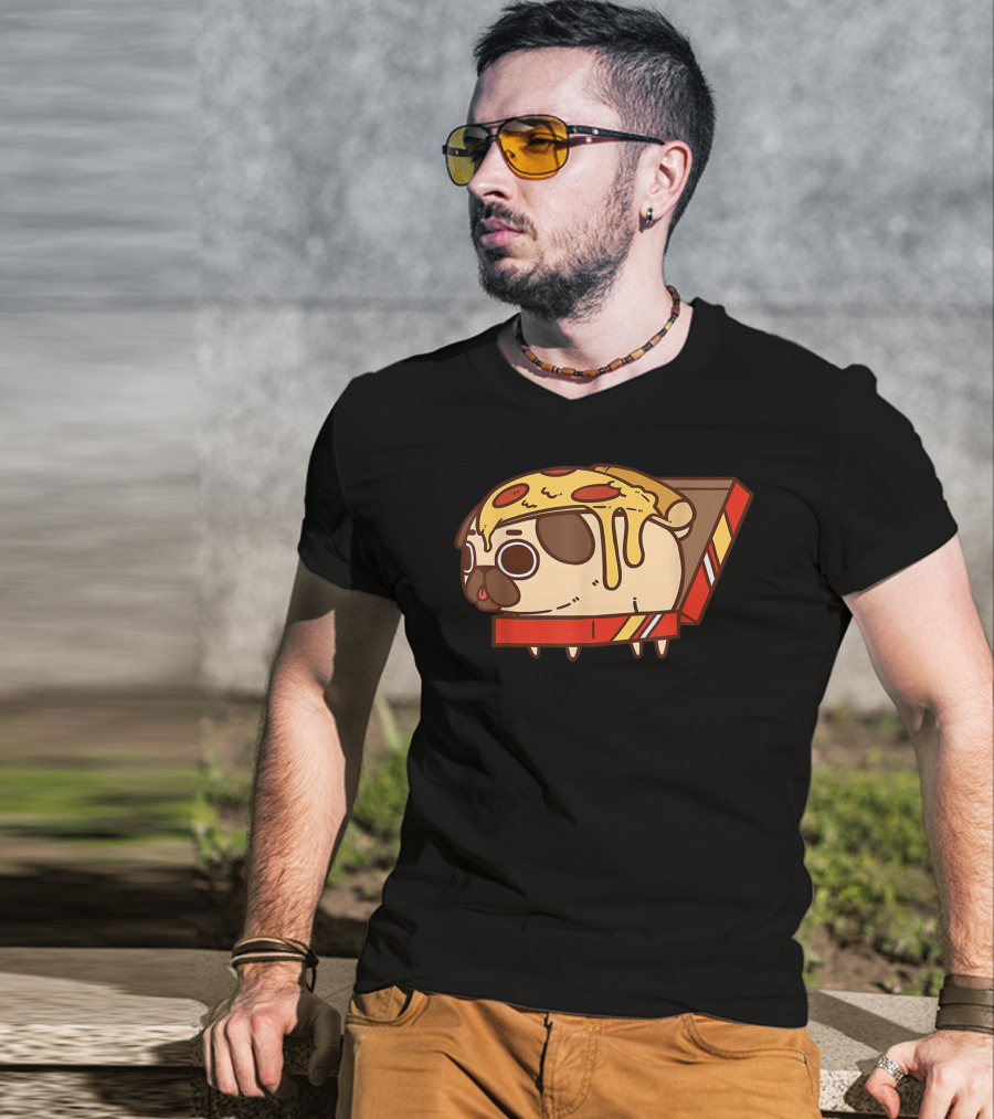 Funny Puglie Pizza Pug Love Pizza Birt Fan Gift T-Shirt