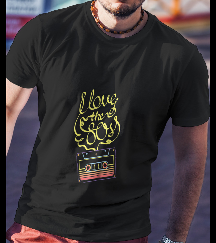 I Love The 80s Twisted Cassette Tape Retro Neon T-Shirt