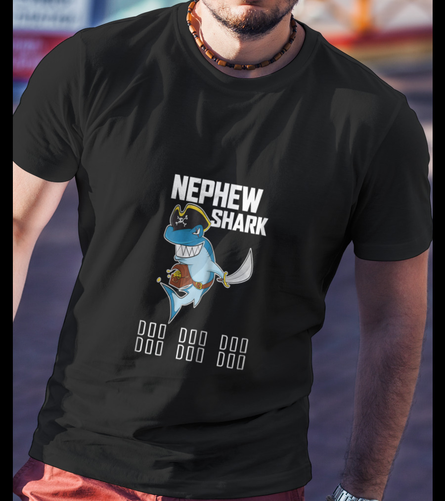Nephew Shark Pirate Adventure Doo Doo Doo Theme With Pirate Hat And Sword T-Shirt