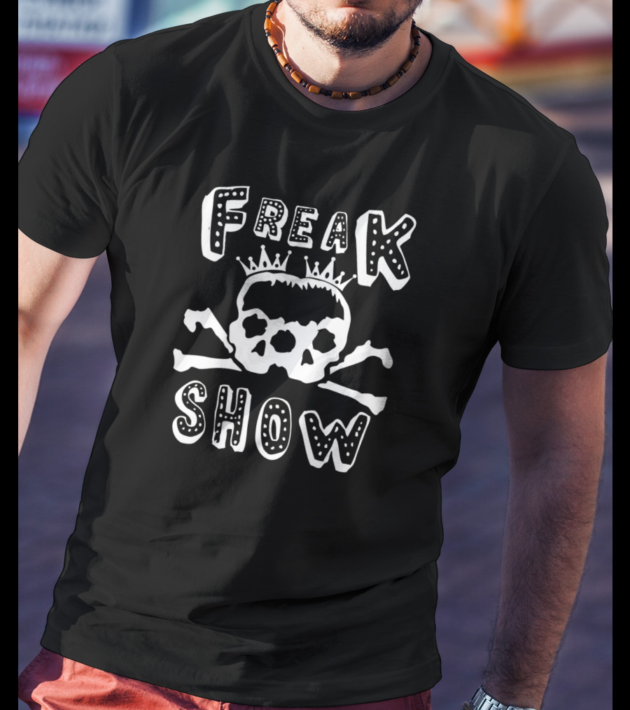 Freak Show Halloween Double Skull Graphic With Crown And Crossbones N5G T-Shirt