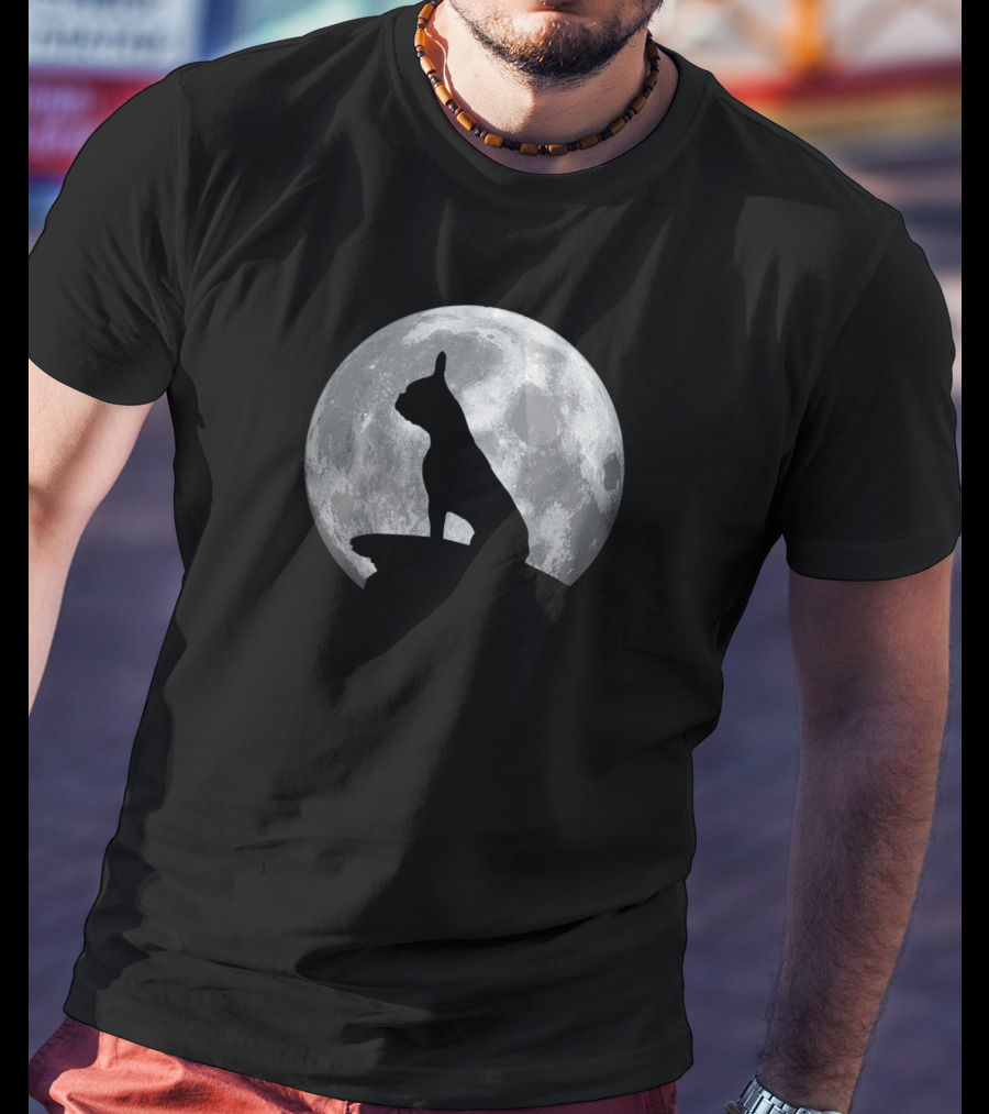 French Bulldog Silhouette With Moon In French Bulldogs T-Shirt