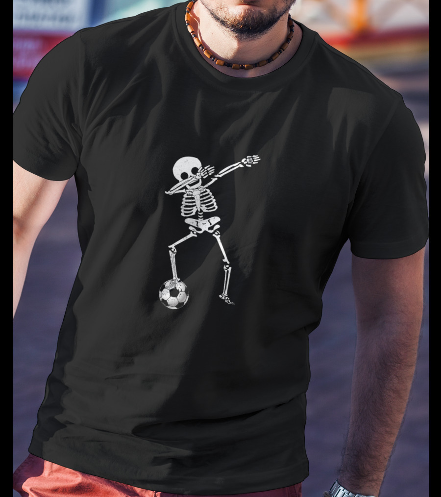 Halloween Dabbing Skeleton Soccer Trick Or Treat Dance Pose T-Shirt