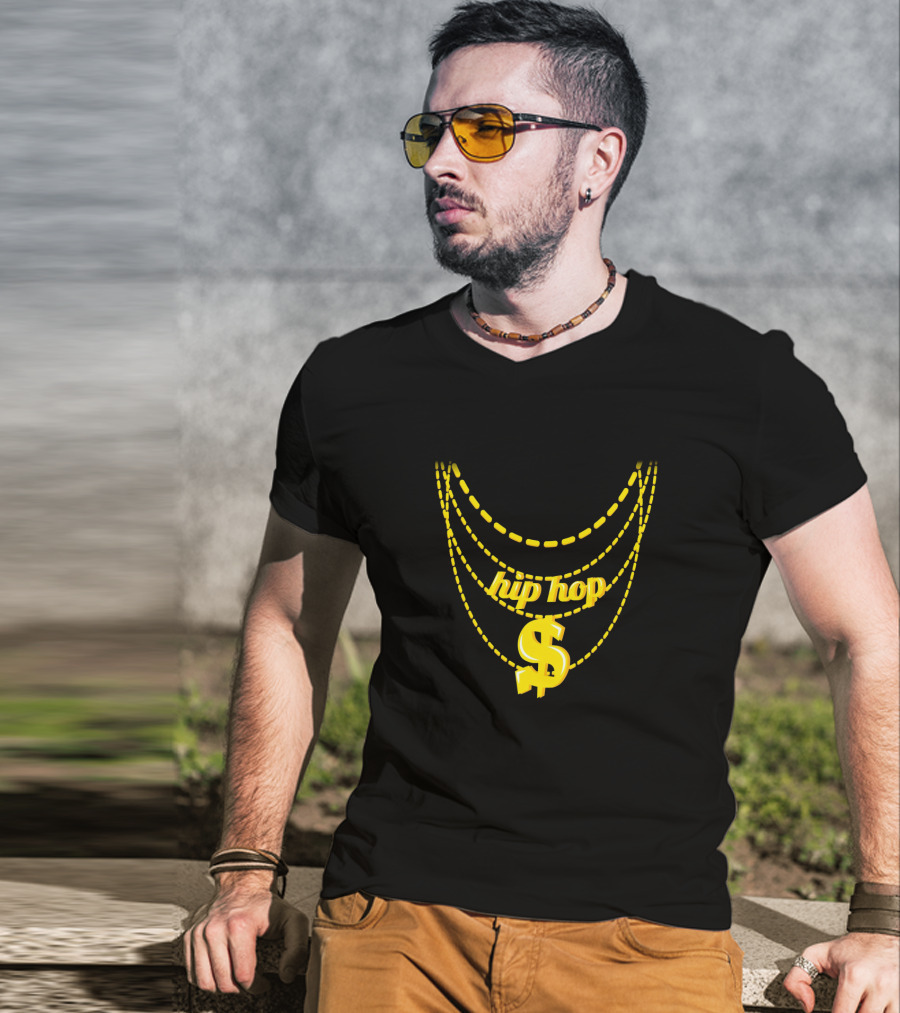 Hip Hop Costume Halloween Gold Chains Dollar Sign Necklace XJH T-Shirt