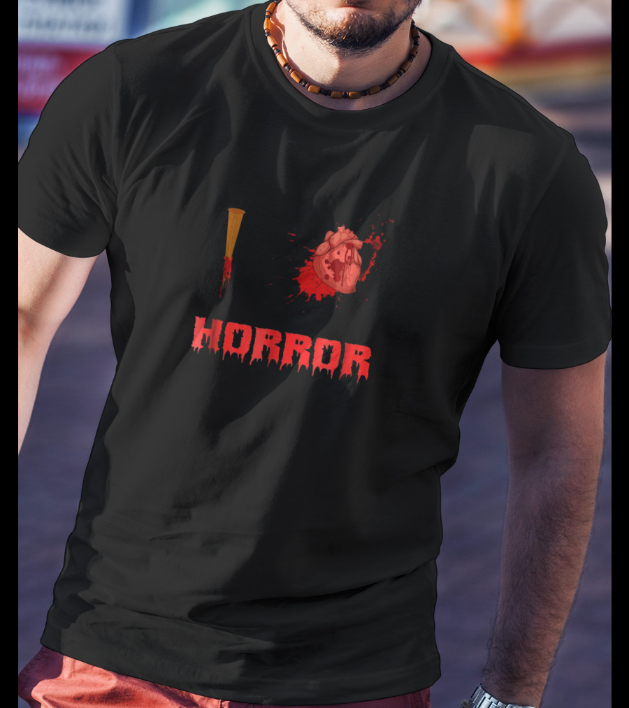 I Horror Bloody Stake Heart Design With Splatter Elements T-Shirt