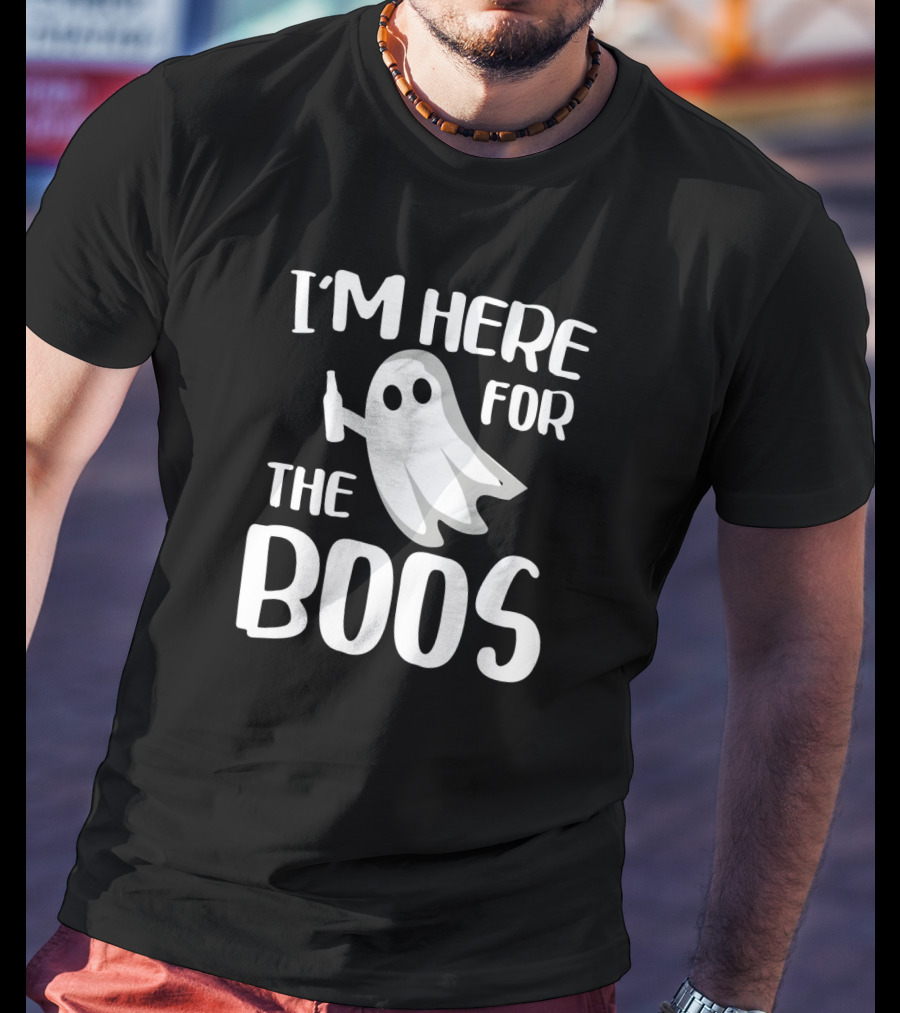 I'm Here For The Boos Halloween Ghost With Bottle Fun T-Shirt
