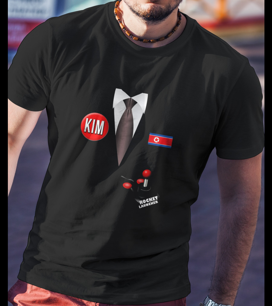 North Korea Rocket Launcher Kim With Flag And Tie Halloween T-Shirt
