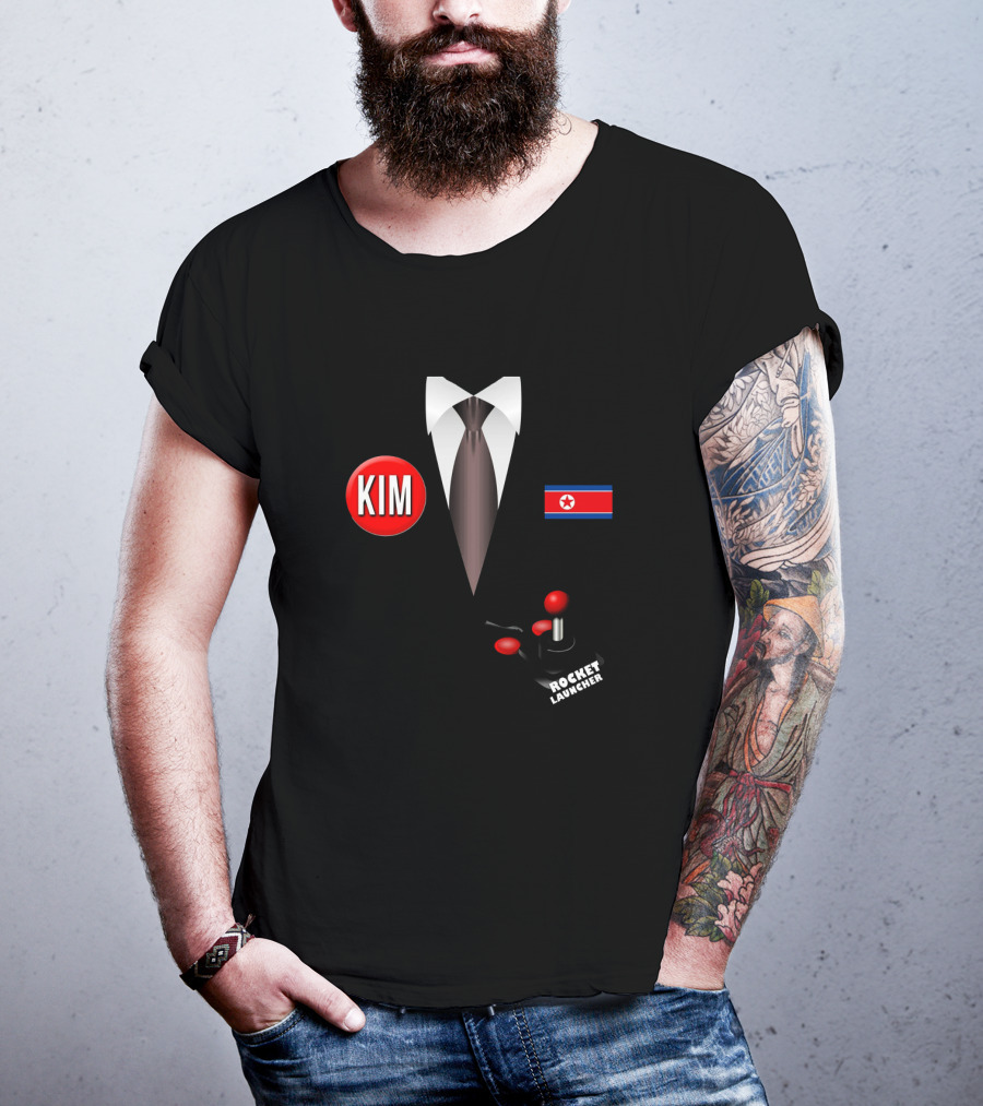 North Korea Rocket Launcher Kim With Flag And Tie Halloween T-Shirt