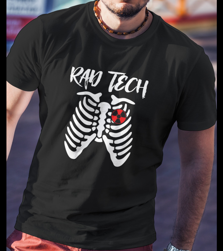 Rad Tech Skeleton Halloween Radiology X-Ray With Radiation T-Shirt
