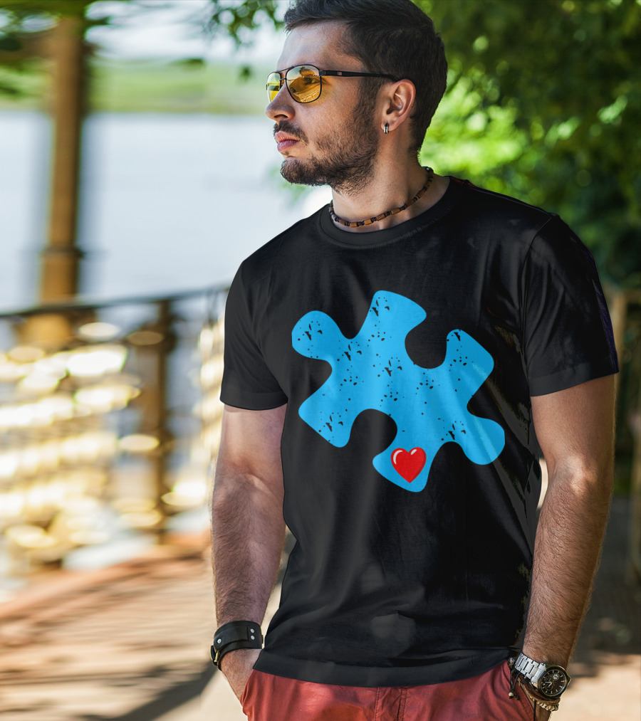 Cute Colorful Autism Love Puzzle Piece T-Shirt