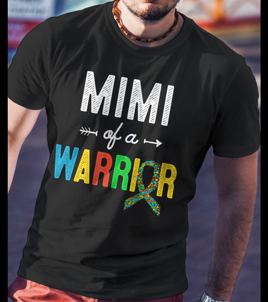 Mimi Of A Warrior Autism Awareness Puzzle T-Shirt
