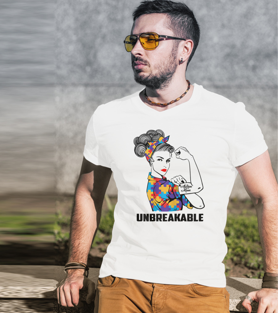 Unbreakable Autism Mom Awareness Autistic Parents T-Shirt