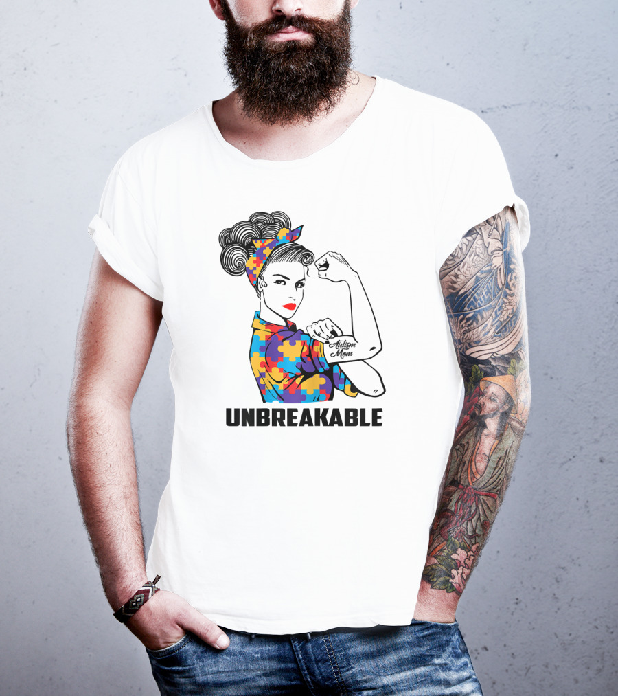 Unbreakable Autism Mom Awareness Autistic Parents T-Shirt