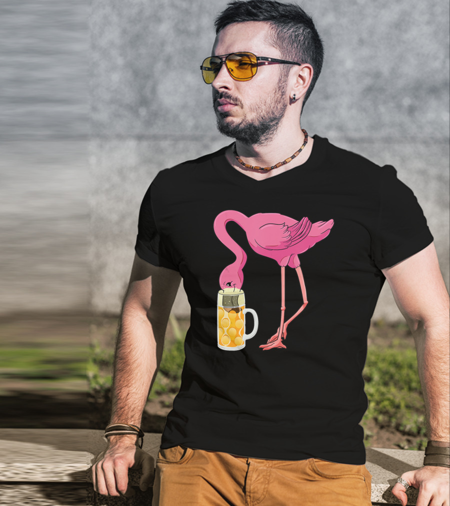 Beer Flamingo Beer Lover Alcohol Funny Oktoberfest T-Shirt