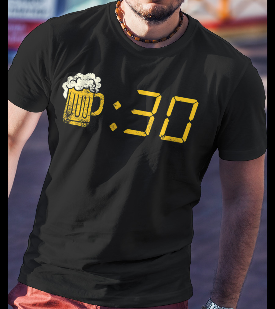 Beer Mug Digital Clock Display :30 Funny Drinking Or Getting Drunk T-Shirt