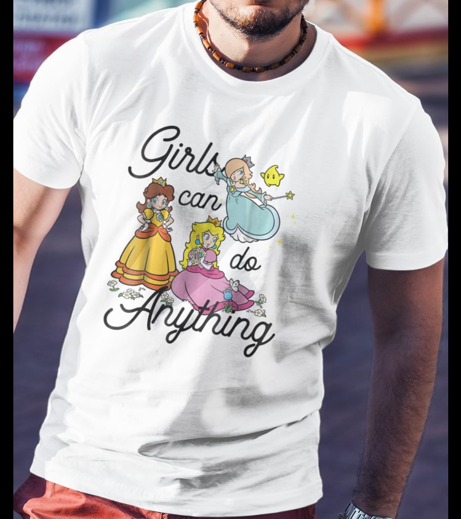 Girls Can Do Anything Super Mario Peach Daisy Rosalina Group Shot T-Shirt