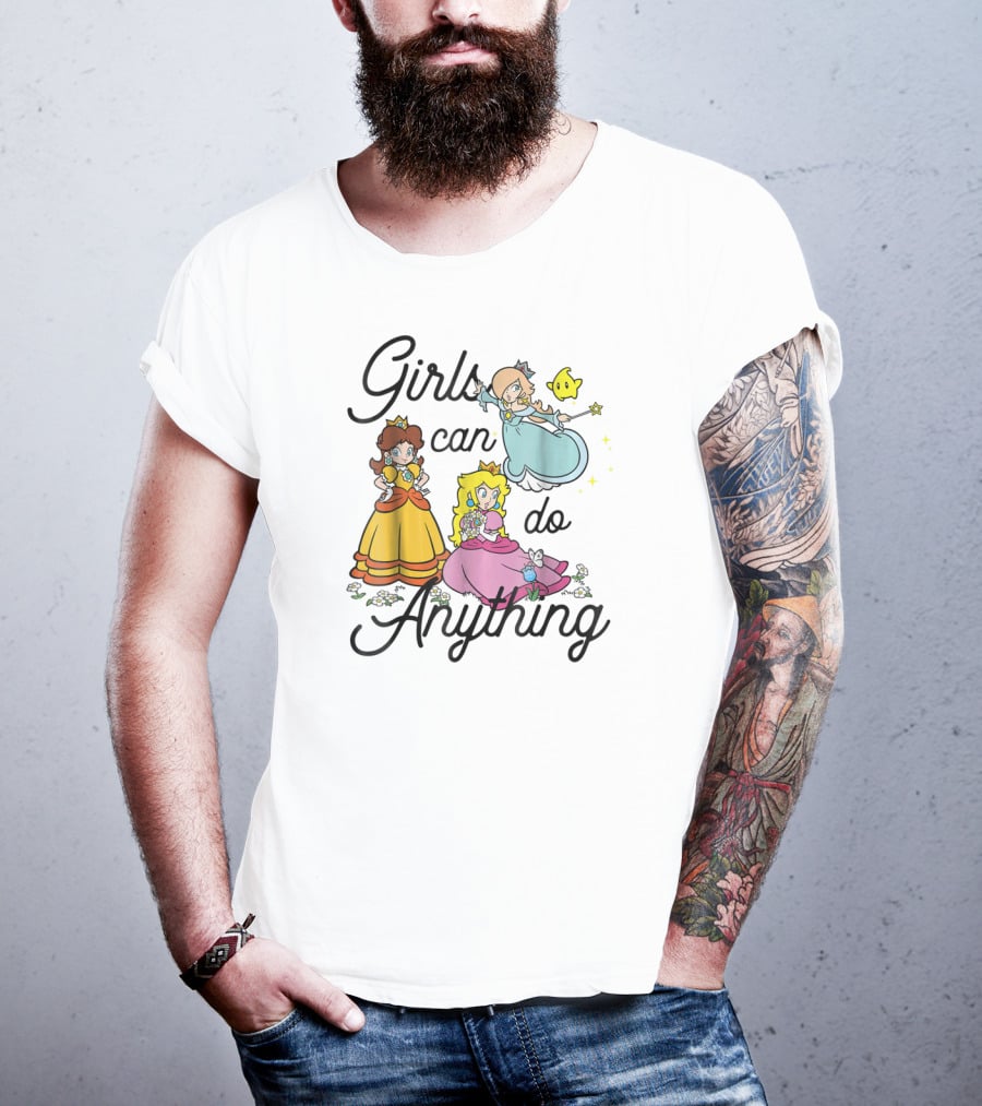 Girls Can Do Anything Super Mario Peach Daisy Rosalina Group Shot T-Shirt