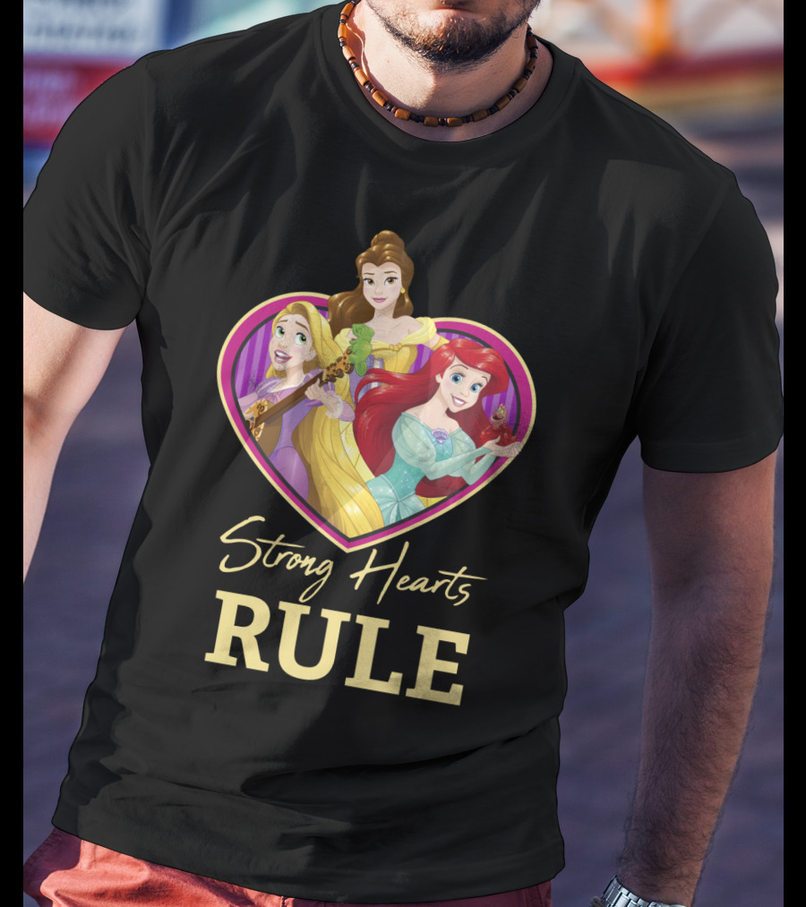 Disney Princess Rapunzel Belle Ariel Strong Hearts Rule T-Shirt