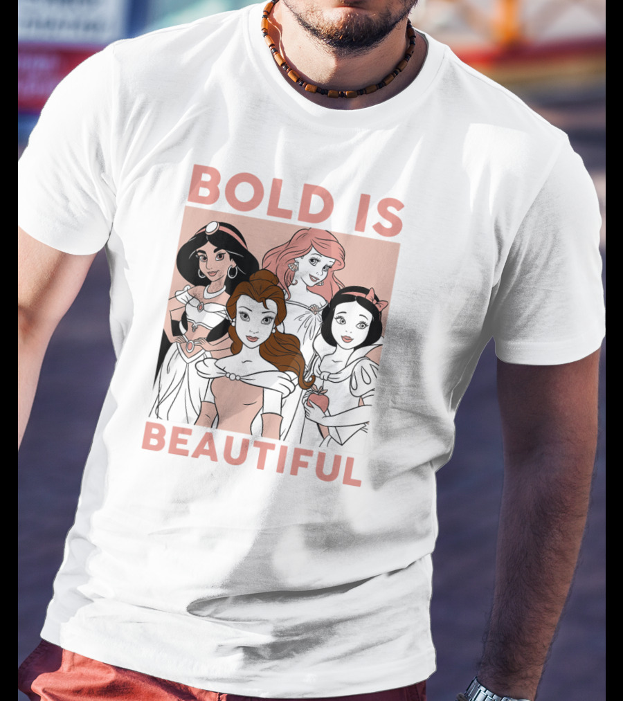 Disney Princess Bold Is Beautiful Jasmine Ariel Belle Snow White Classic Cartoon T-Shirt