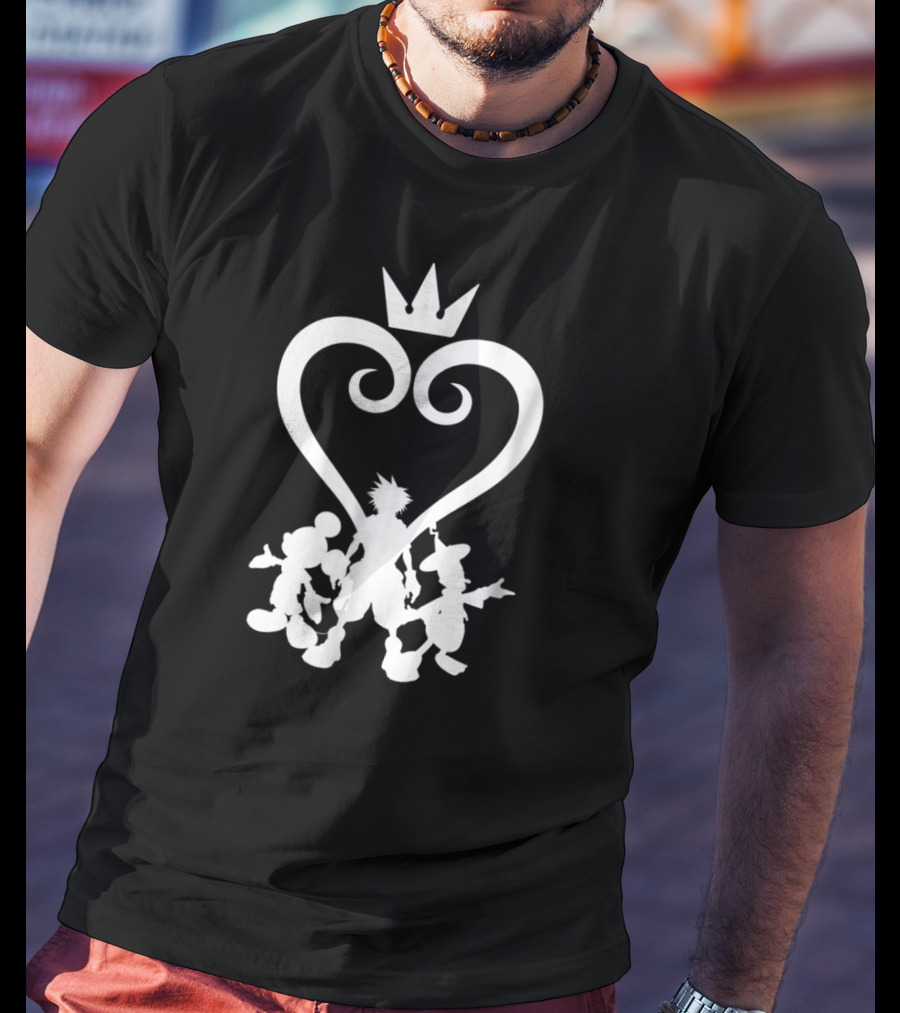 Kingdom Hearts Disney Characters Silhouettes With Heart Crown T-Shirt