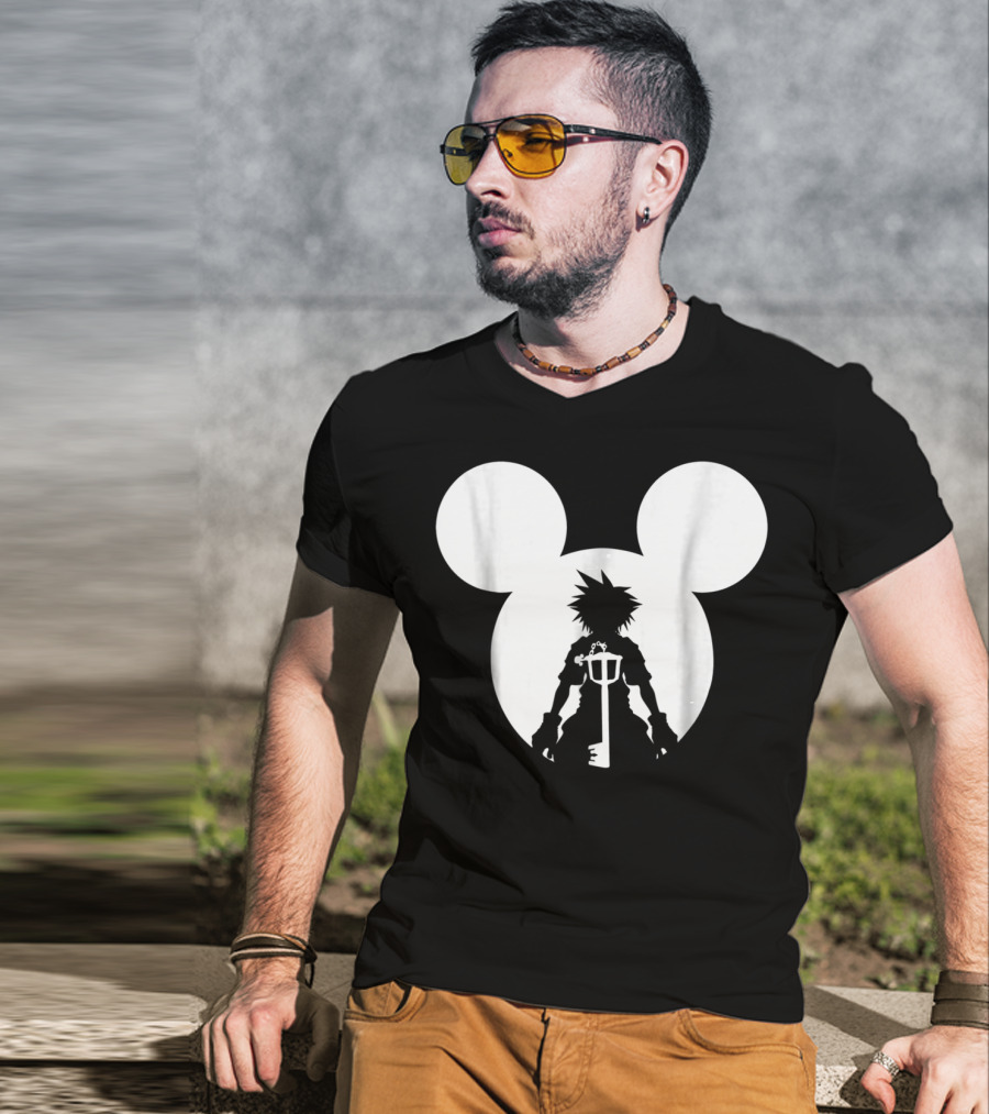Disney Kingdom Hearts Sora Silhouette Keyblade Mickey Ears T-Shirt
