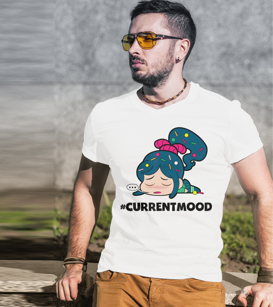 Disney Wreck It Ralph Vanellope #CurrentMood Sprinkles Hair Exhausted Expression T-Shirt