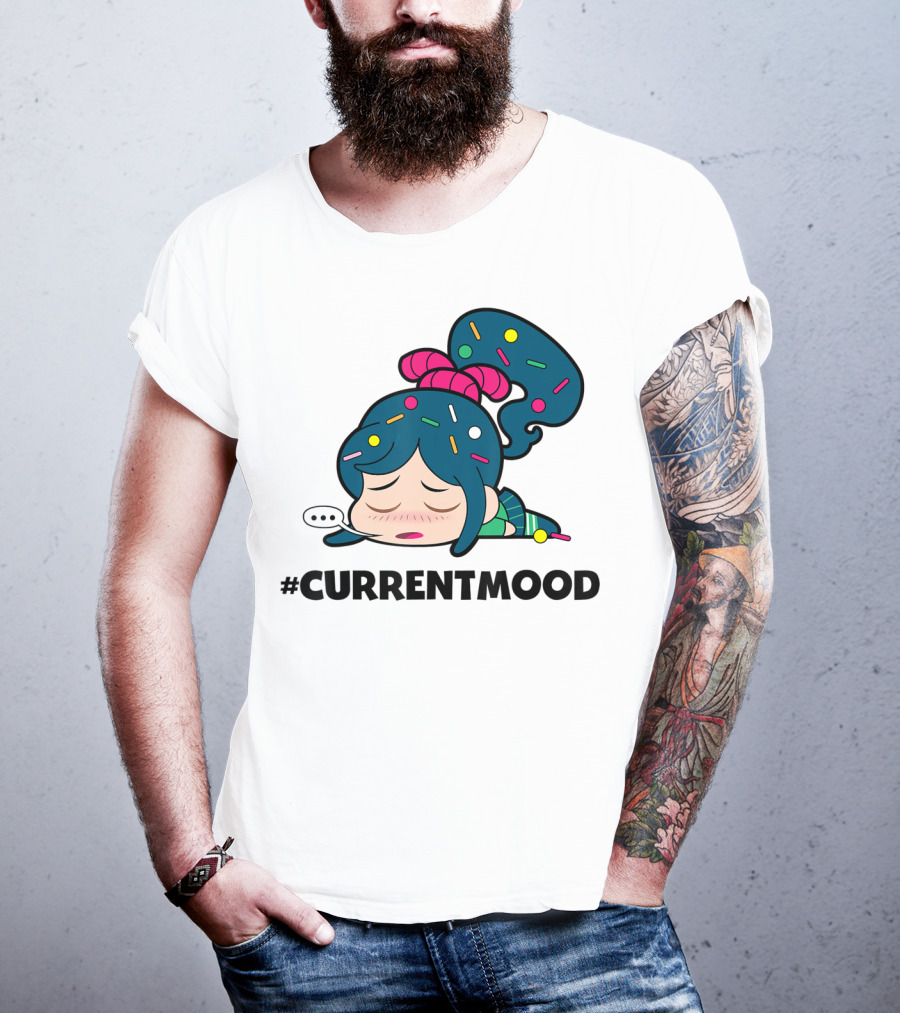Disney Wreck It Ralph Vanellope #CurrentMood Sprinkles Hair Exhausted Expression T-Shirt