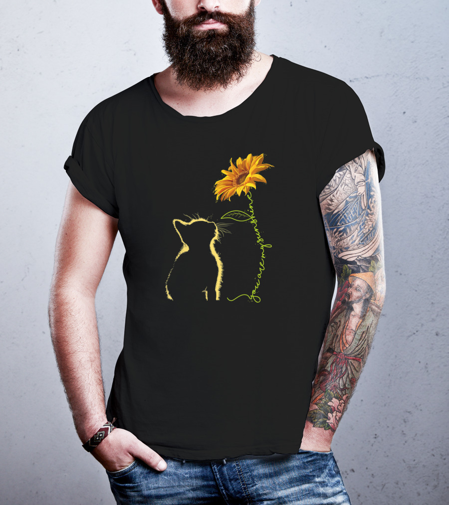 You Are My Sunshine Cat With Sunflower T-Shirt
