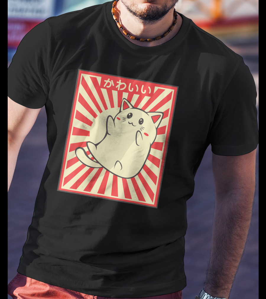 Vintage Kawaii Meowing Japanese Cat Lover T-Shirt