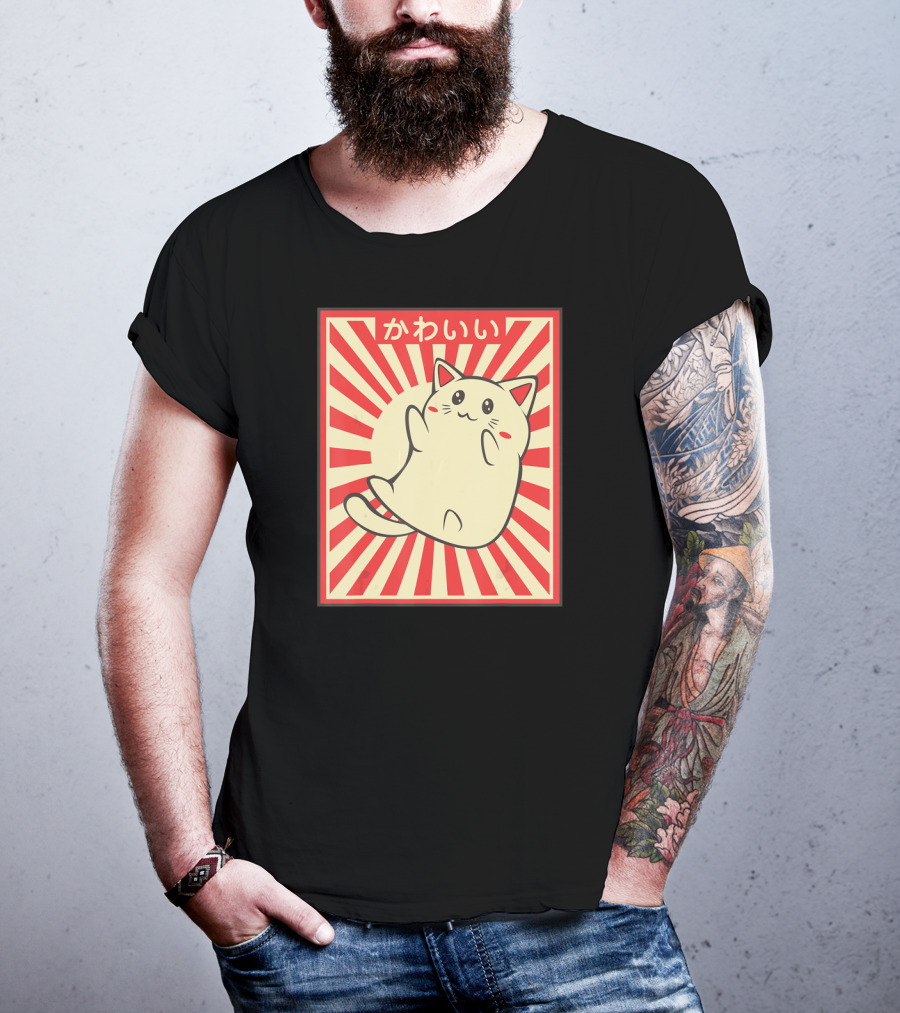 Vintage Kawaii Meowing Japanese Cat Lover T-Shirt