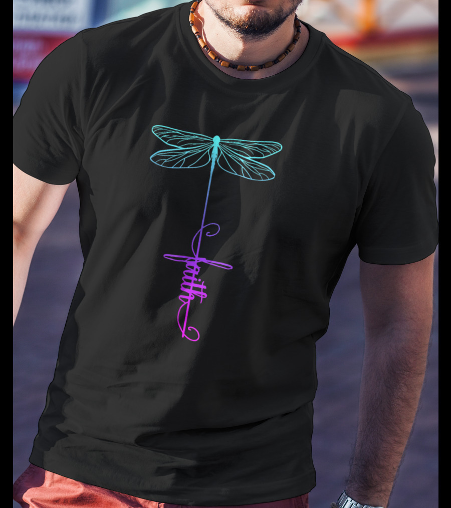 Dragonfly Faith Lover Christian Jesus God Cross Inspiring T-Shirt