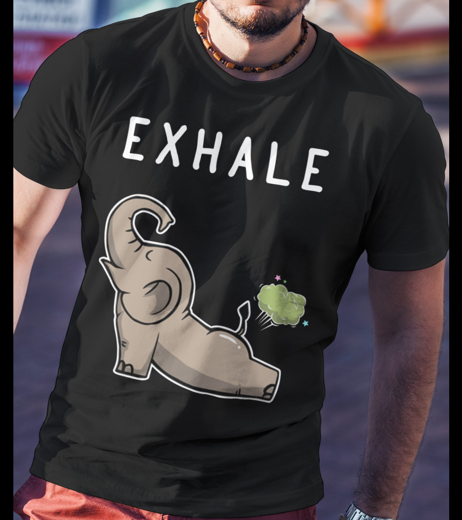 EXHALE Mens Womens Funny Elephant Lovers T-Shirt