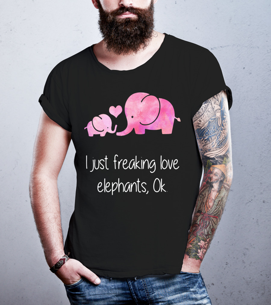 I Just Freaking Love Elephants Ok Pink Elephant Heart Design For Elephant Lovers T-Shirt