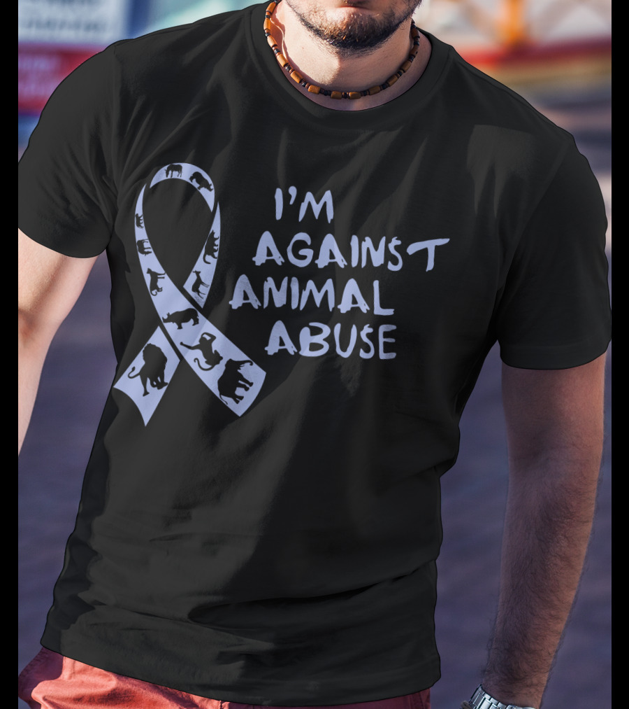 I'm Against Animal Abuse Ribbon With Animal T-Shirt