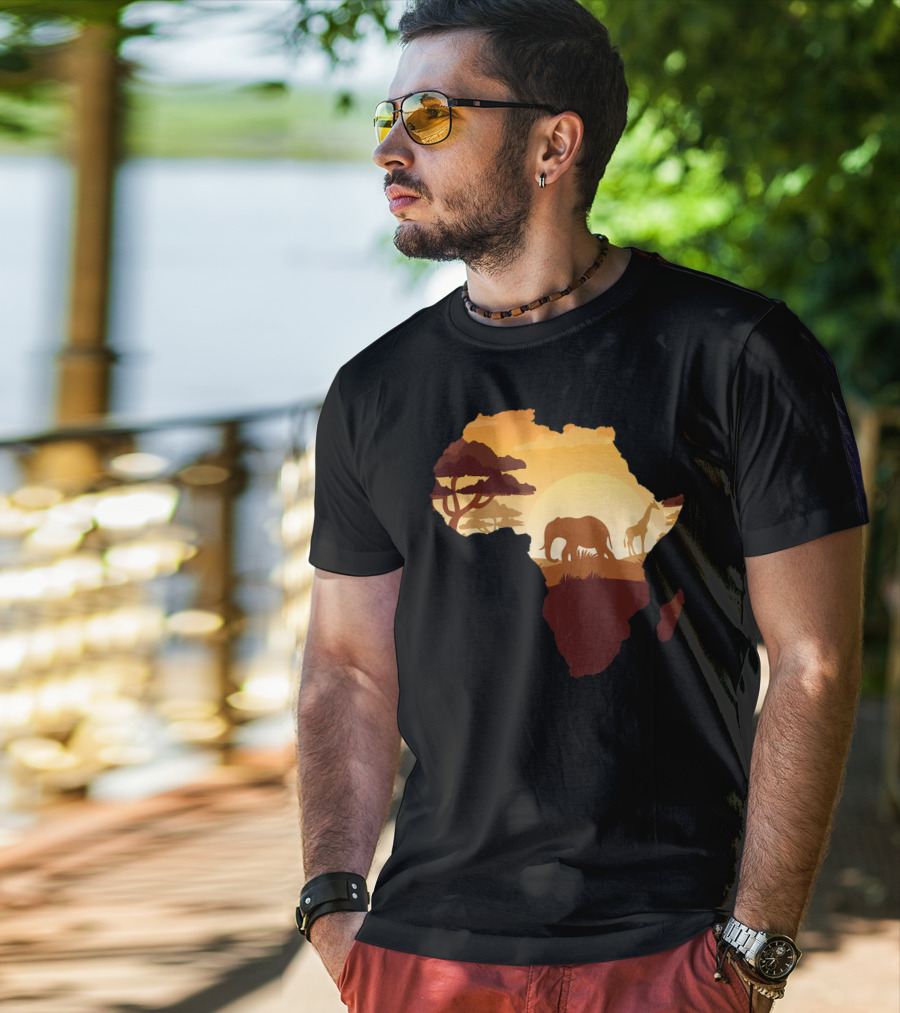 Wildlife Safari Animals Ivory Elephant Africa Silhouette Sunset T-Shirt
