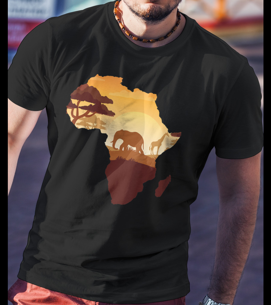 Wildlife Safari Animals Ivory Elephant Africa Silhouette Sunset T-Shirt