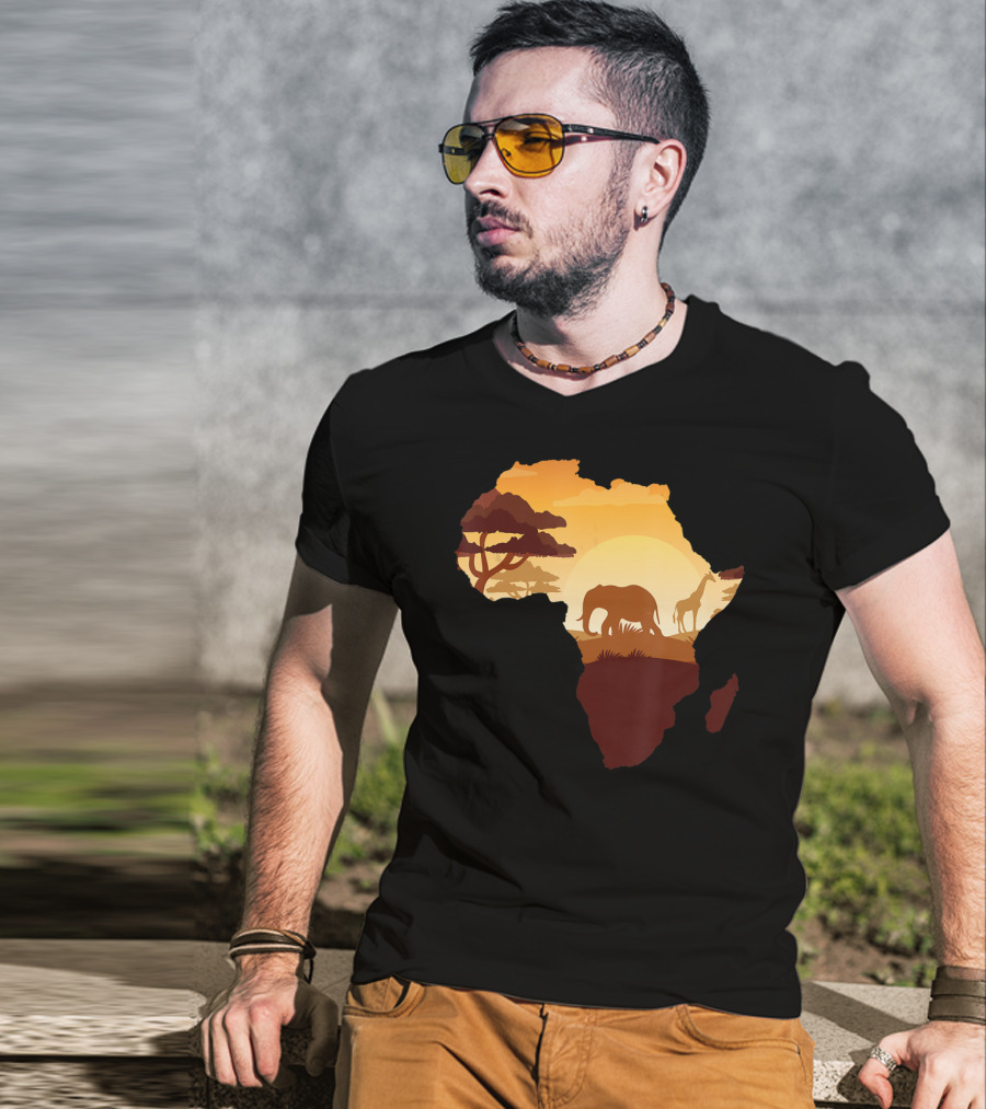Wildlife Safari Animals Ivory Elephant Africa Silhouette Sunset T-Shirt