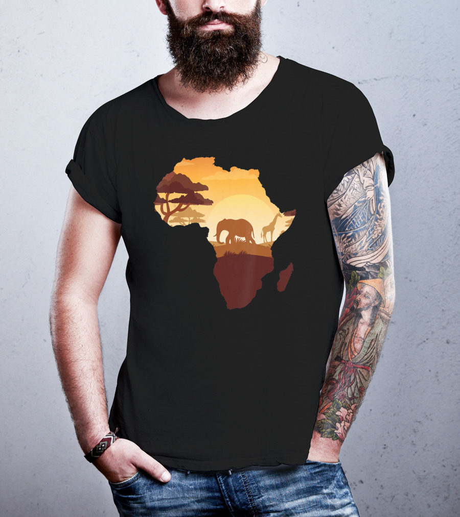 Wildlife Safari Animals Ivory Elephant Africa Silhouette Sunset T-Shirt