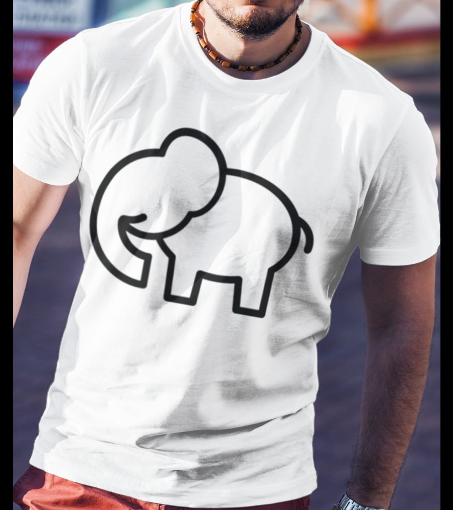 Cute Elephant Line Art Cartoon T-Shirt