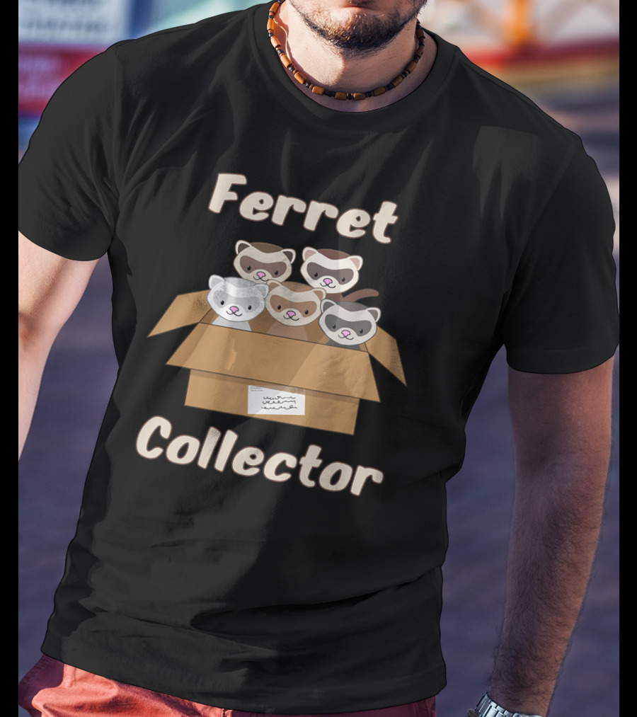 Ferret Collector Box With Cute Cartoon Ferrets T-Shirt
