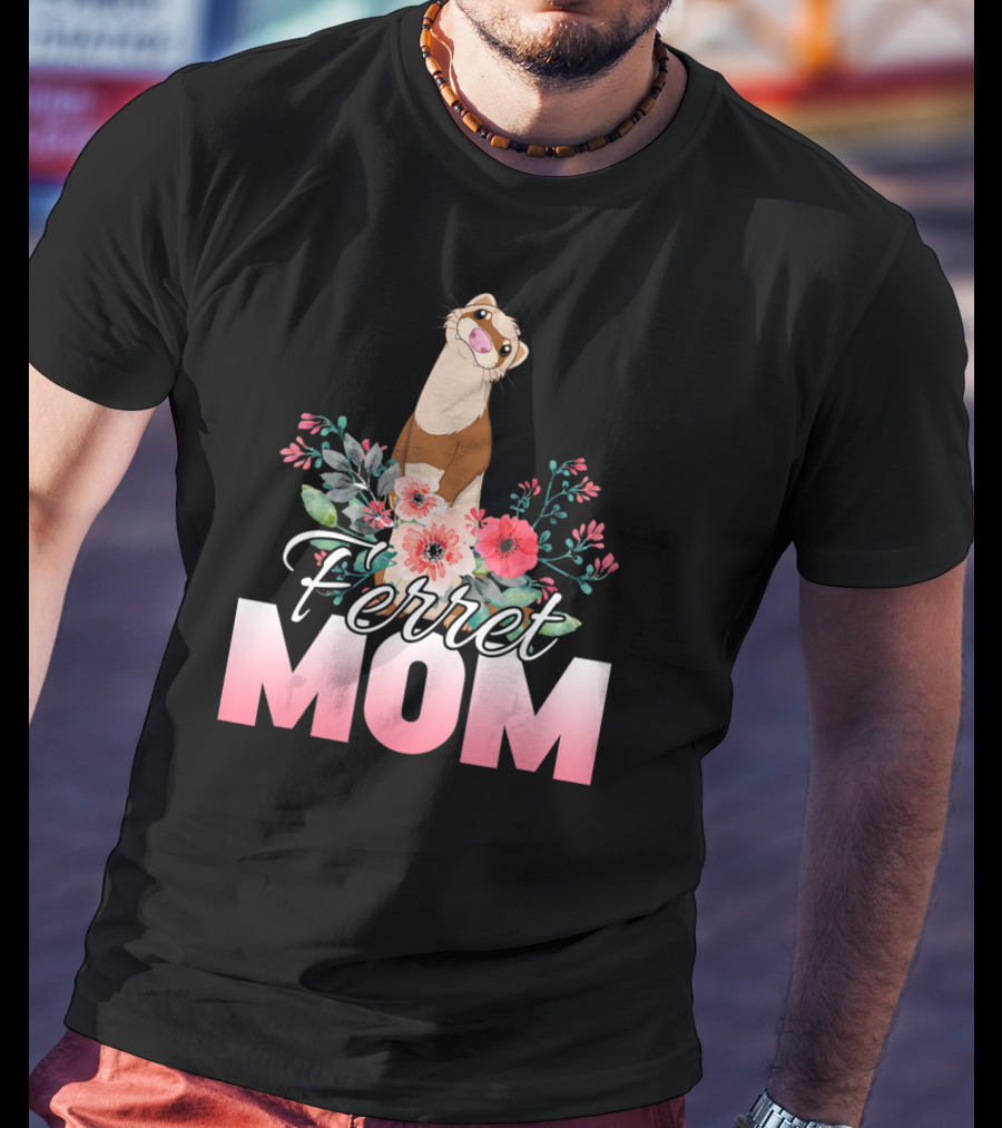 Ferret Mom Floral T-Shirt