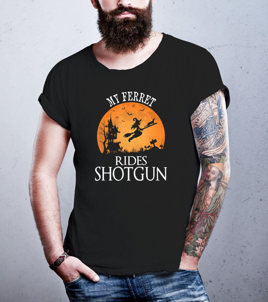 My Ferret Rides Shotgun Halloween Party T-Shirt