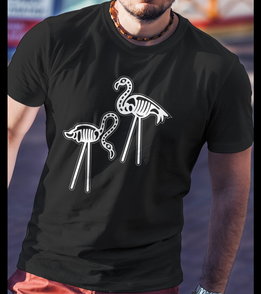 Flamingo Skeleton Funny Halloween Luau Party T-Shirt