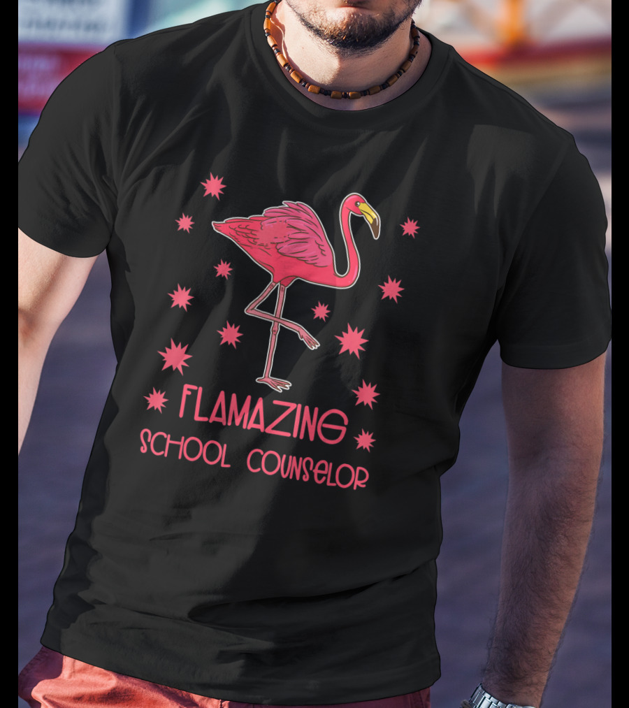 Flamazing School Counselor Pink Flamingo Appreciation T-Shirt